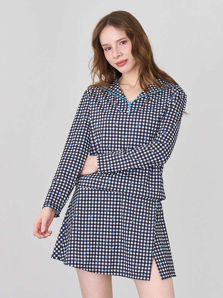 반다나 헤어밴드 체크(블랙)