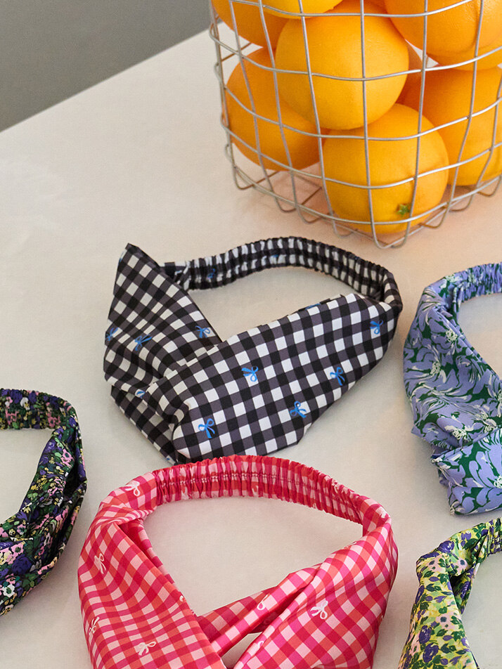 반다나 헤어밴드 체크(블랙)