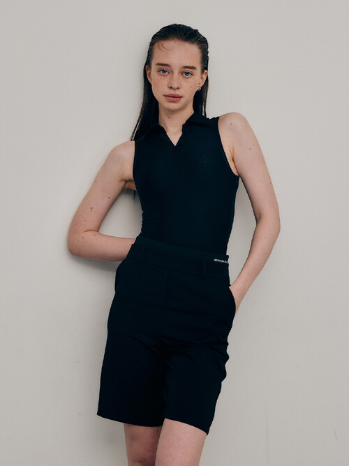 더블 웨이스트 버뮤다 팬츠_BLACK