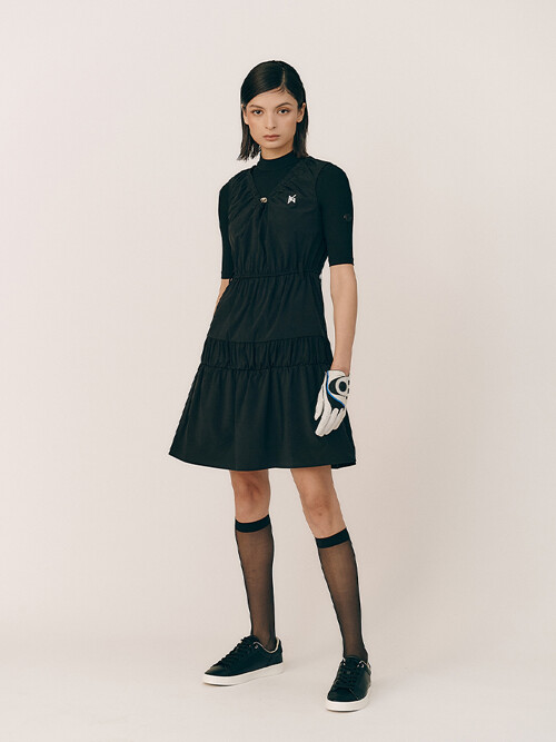 바람막이 셔링 원피스_BLACK