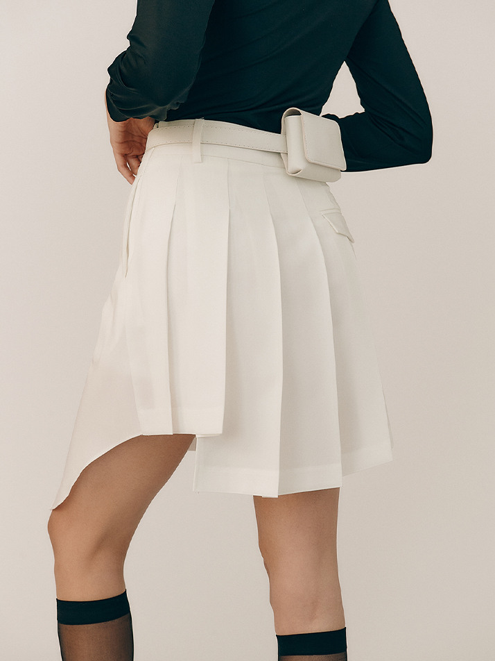 언발란스 플리츠 스커트_WHITE