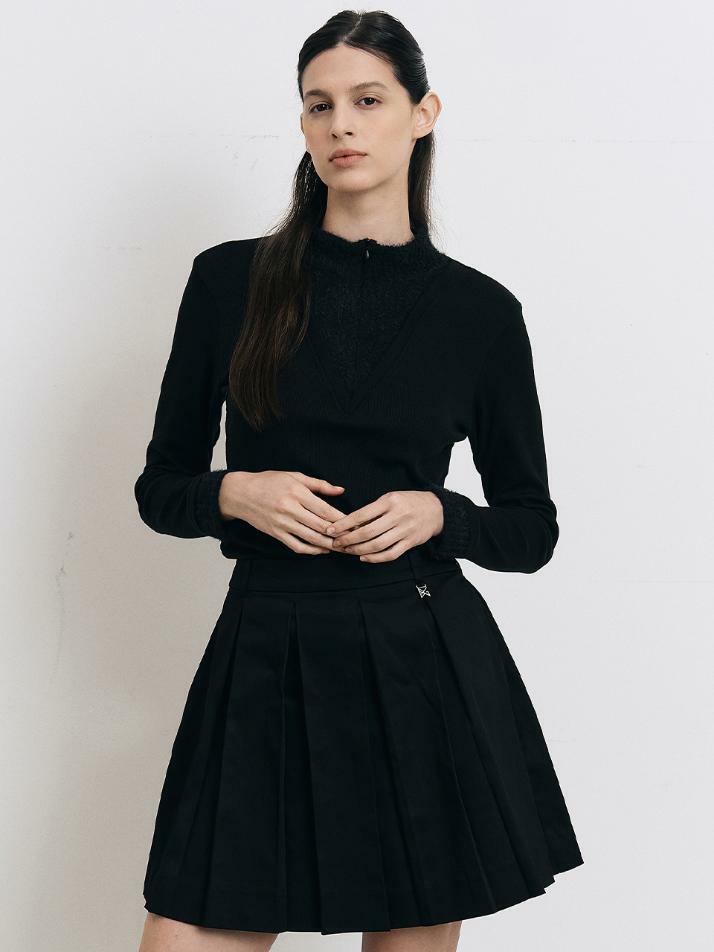 새틴 볼륨 스커트_BLACK