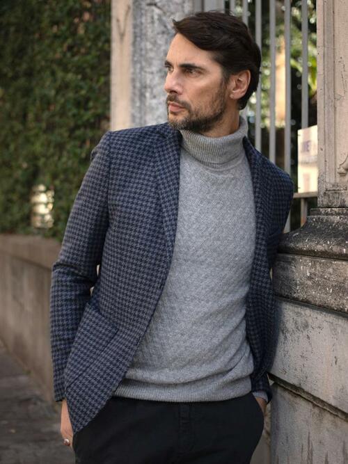 [아르메오디] 레귤러핏 하운드투스 패턴 자켓 이태리직수입 DFIJK553GR