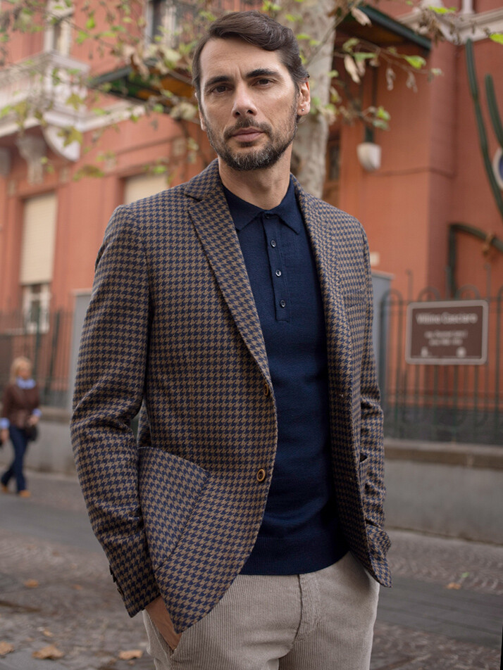 [아르메오디] 레귤러핏 하운드투스 패턴 자켓 이태리직수입 DFIJK553MU