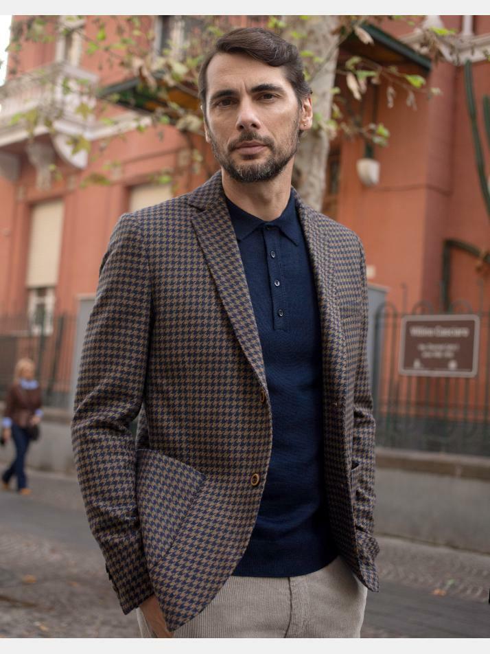 [아르메오디] 레귤러핏 하운드투스 패턴 자켓 이태리직수입 DFIJK553MU