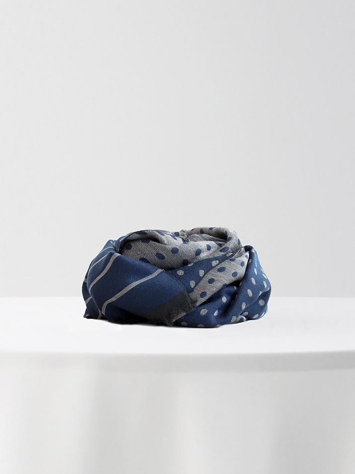 [아르메오디] 블루 도트 앤 스트라이프 이태리직수입 머플러 EFIMF073BL