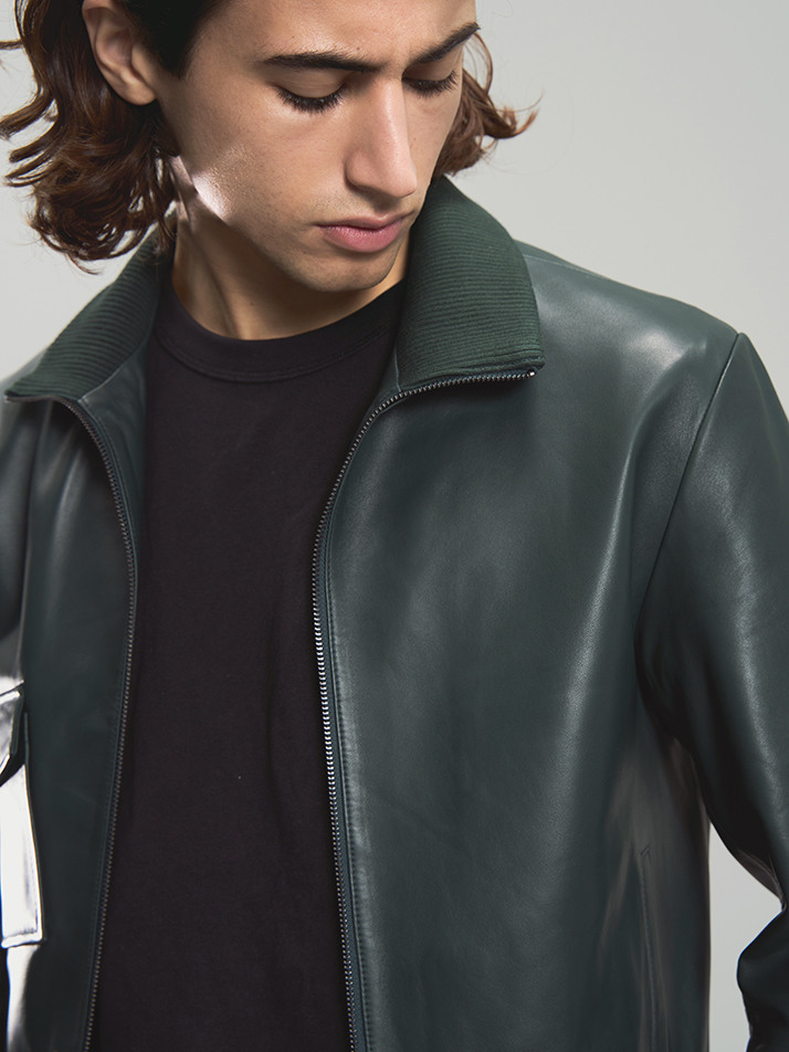 [POSSERY] 딥그린 플렉시블 램스킨 양가죽 점퍼 EFILT588GN