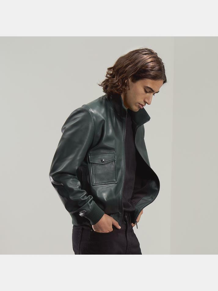 [POSSERY] 딥그린 플렉시블 램스킨 양가죽 점퍼 EFILT588GN