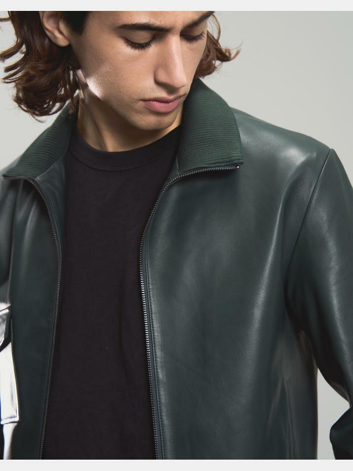 [POSSERY] 딥그린 플렉시블 램스킨 양가죽 점퍼 EFILT588GN