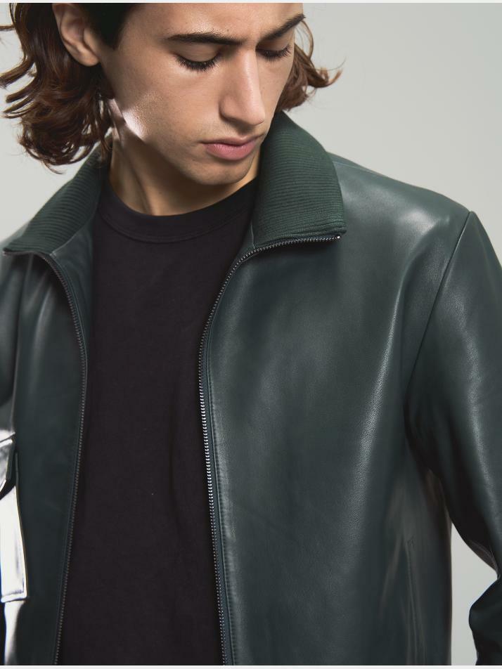 [POSSERY] 딥그린 플렉시블 램스킨 양가죽 점퍼 EFILT588GN