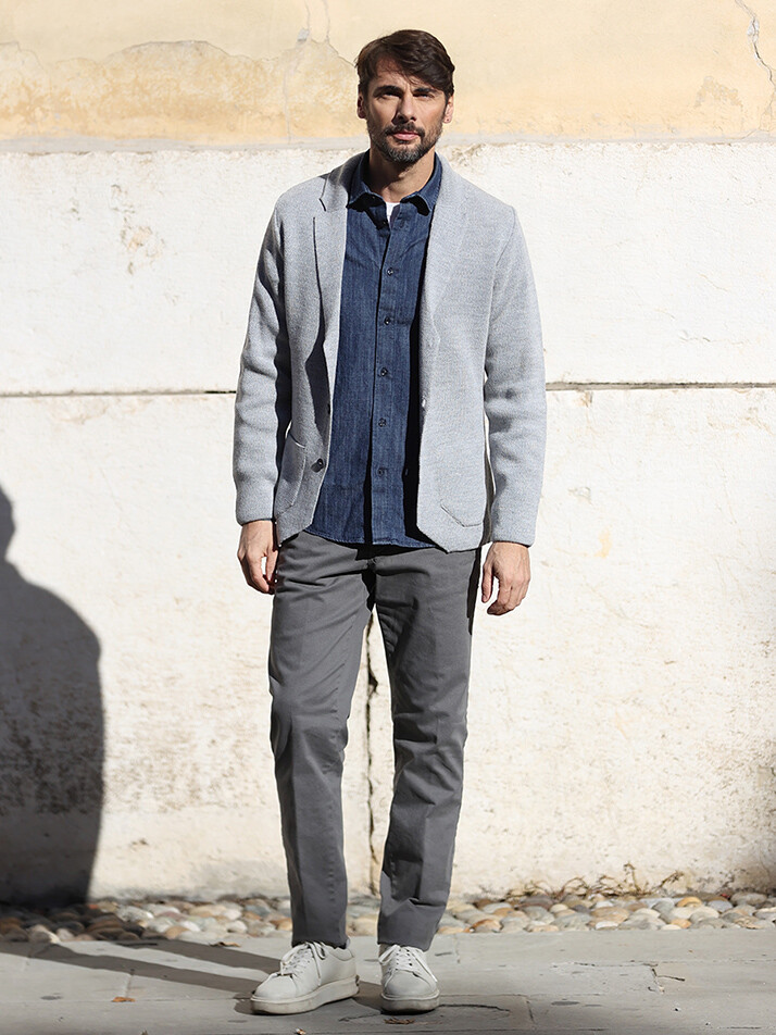 [아르메오디] 레귤러핏 톤온톤 체인 패턴 가먼트다잉 팬츠 이태리직수입 EFIPT961GR