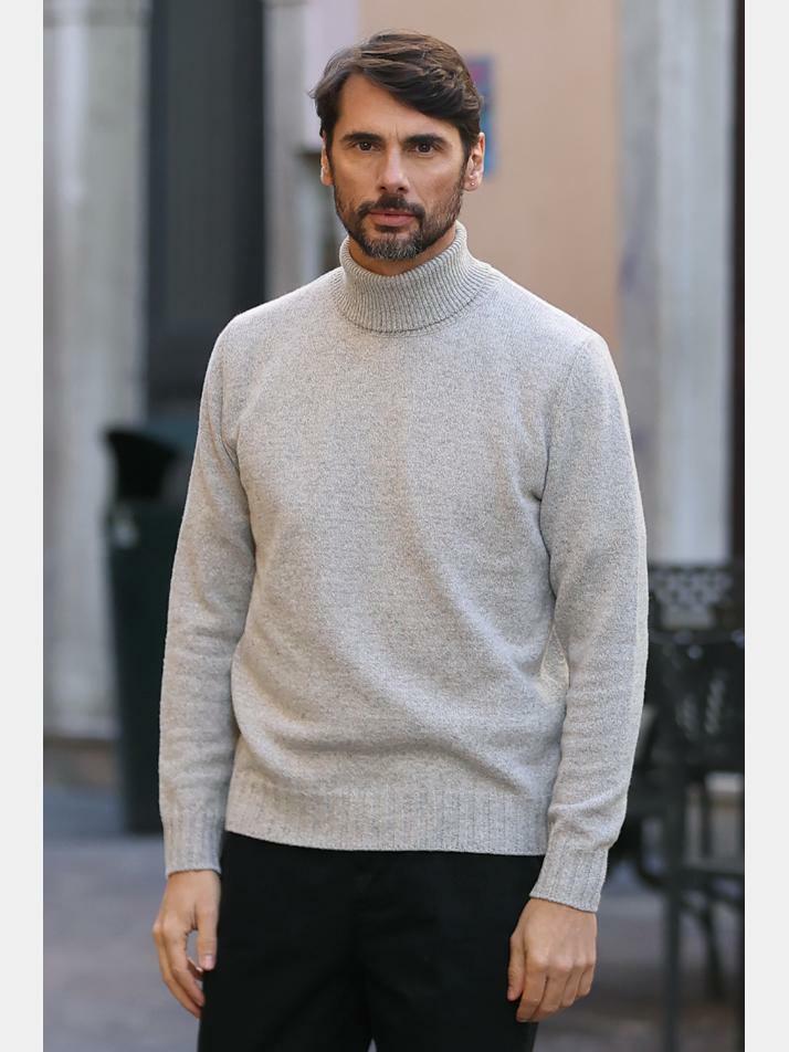 [아르메오디] 레귤러핏 멜란지 터틀넥 니트 이태리직수입 EFINT813MG