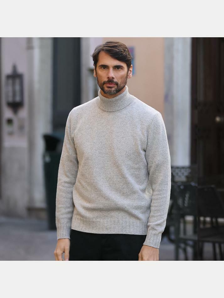 [아르메오디] 레귤러핏 멜란지 터틀넥 니트 이태리직수입 EFINT813MG