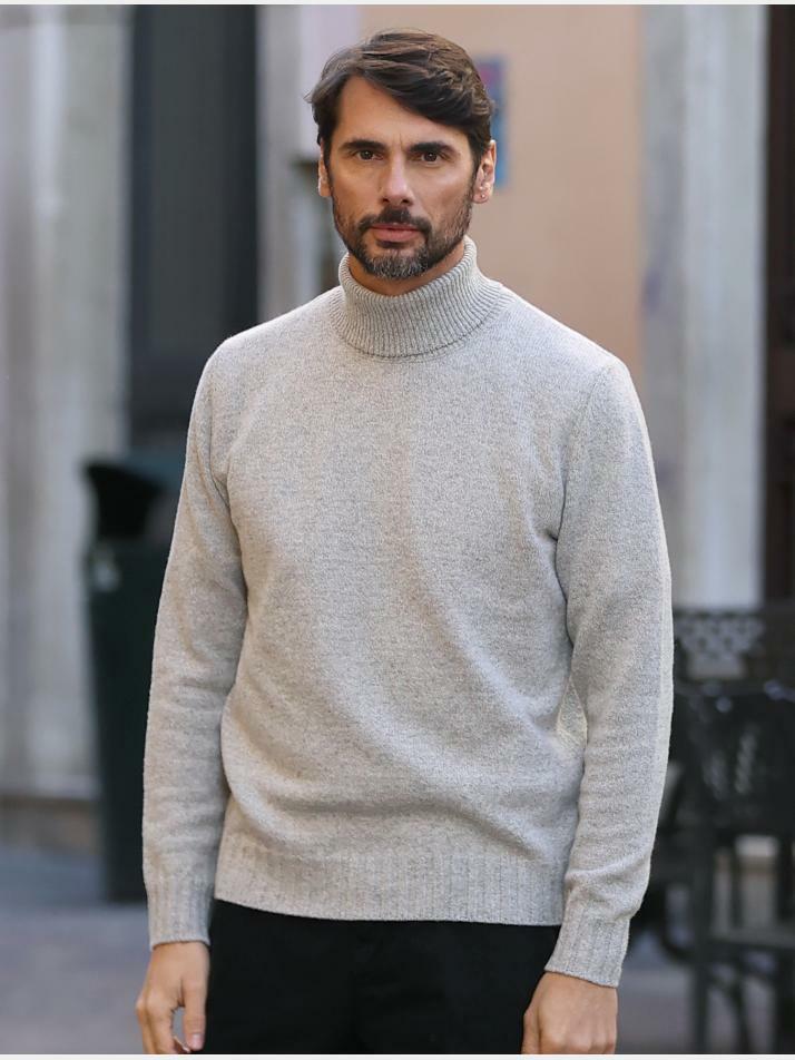 [아르메오디] 레귤러핏 멜란지 터틀넥 니트 이태리직수입 EFINT813MG