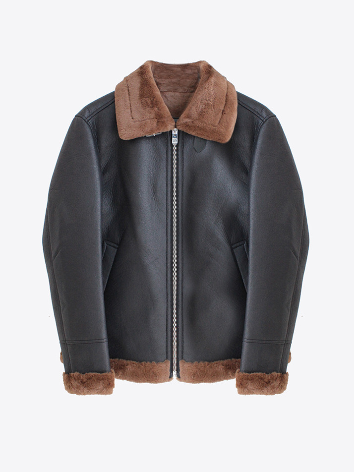 [OAKWOOD] 레귤러핏 인조 블랙 무스탕 점퍼 EFIJP653BK