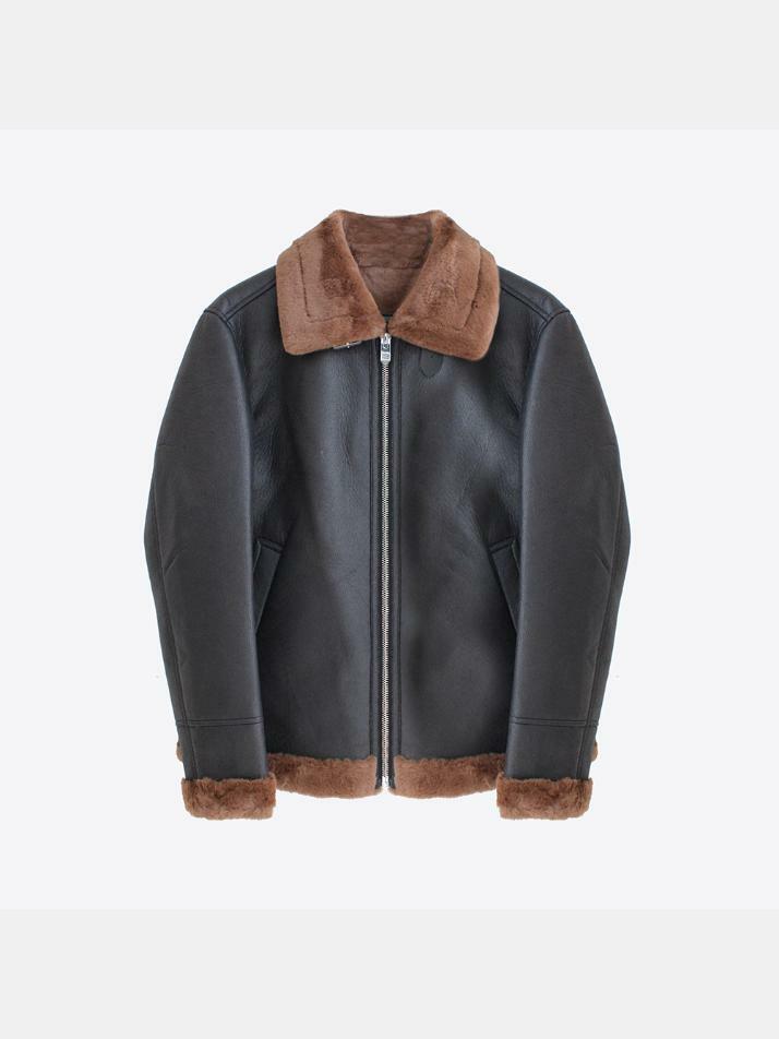 [OAKWOOD] 레귤러핏 인조 블랙 무스탕 점퍼 EFIJP653BK