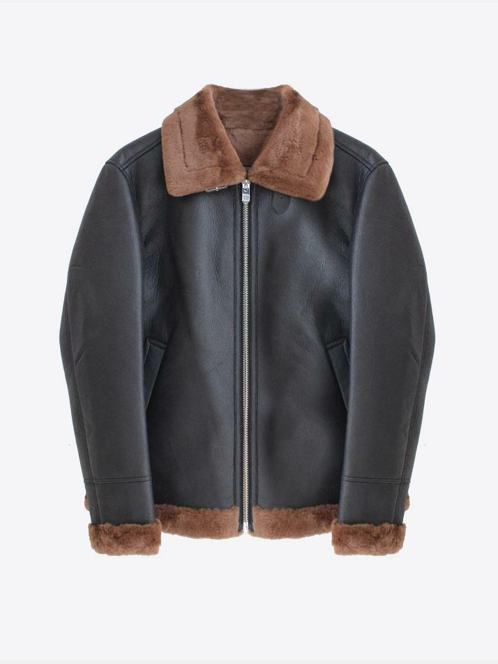 [OAKWOOD] 레귤러핏 인조 블랙 무스탕 점퍼 EFIJP653BK