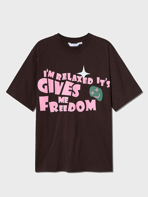 슬로건 아트웍 반팔 티셔츠 버건디