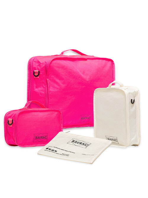 핑크&화이트 여행용 압축파우치 멀티 컴프백 세트