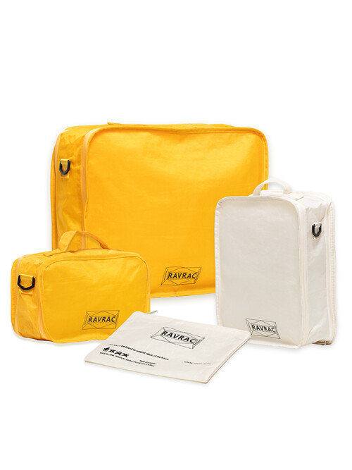 옐로우&화이트 여행용 압축파우치 멀티 컴프백 세트