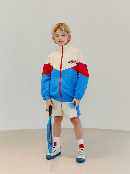 COLOR BLOCK DOUBLE-SIDE WINDBREAKER(BLUE/RED)