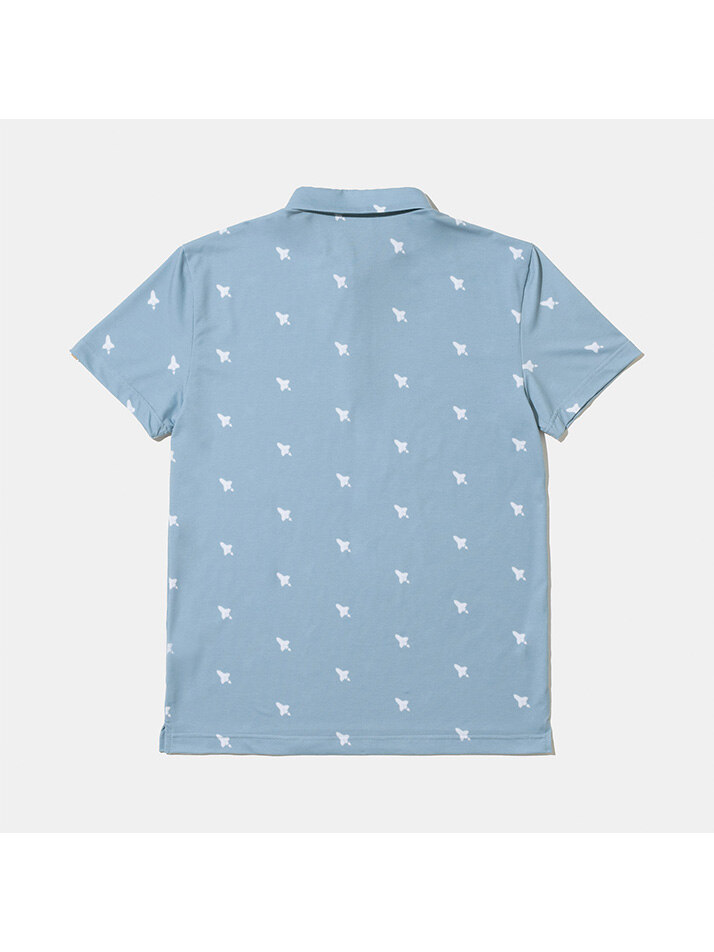 Spaceship Pattern Polo Mens Cloud Blue