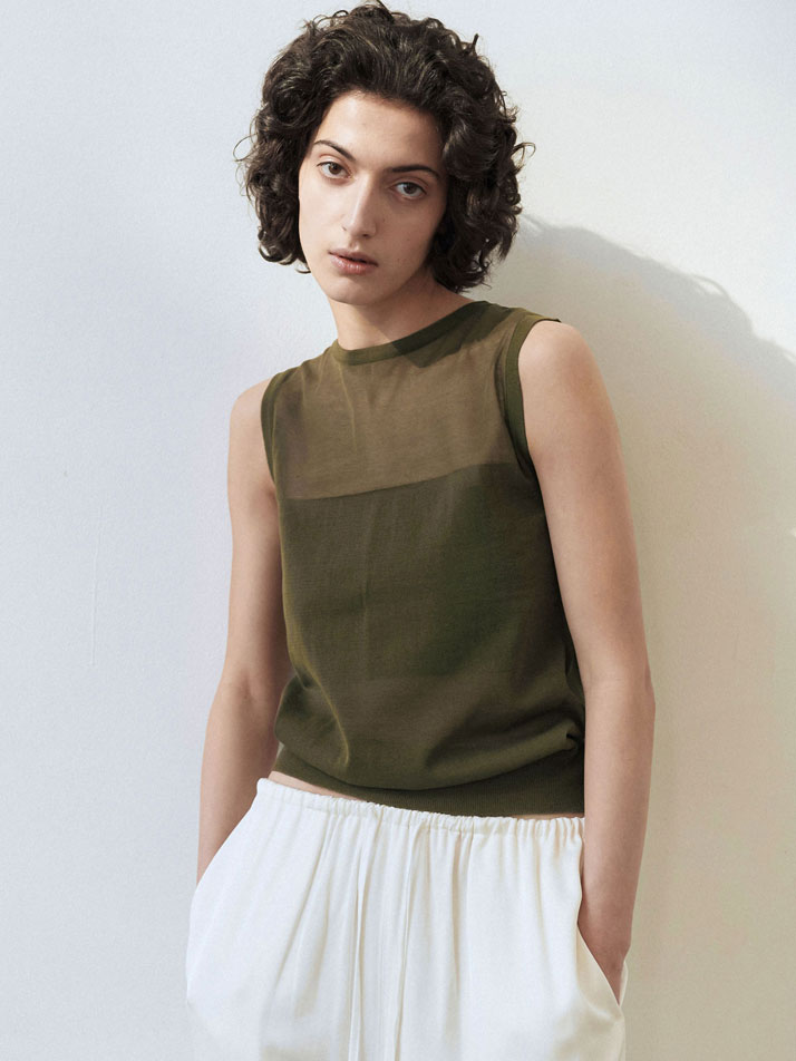 블럭 보트넥 슬리브리스 (2컬러)