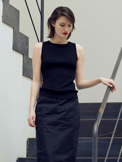 골지 보트넥 슬리브리스 (3컬러)