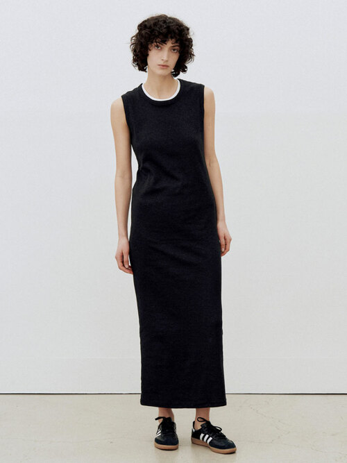 라운드 인 슬리브리스 원피스 (3컬러)