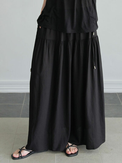 맥시 스트링 스커트 (2컬러)