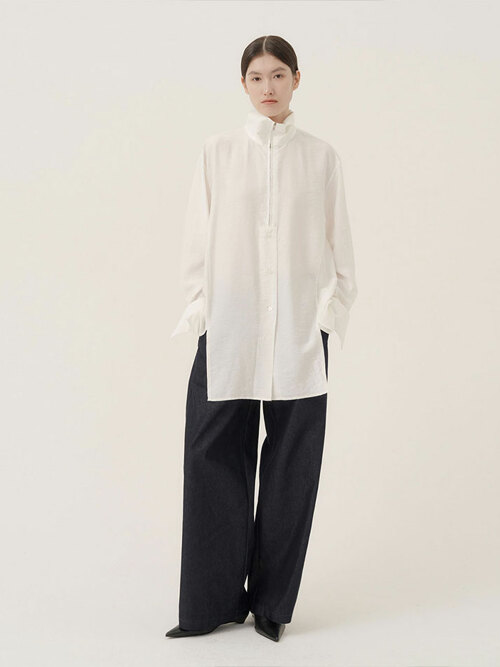 노엘 하이넥 지퍼 울 셔츠 (2컬러)