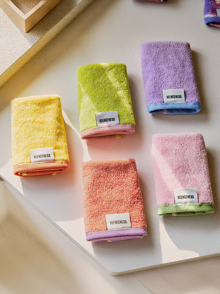 [킨제네라] 햇살 고급 면소재 30수 60g 고리 핸드 미니타월_3P SET (디자인 선택/쇼핑백 증정)