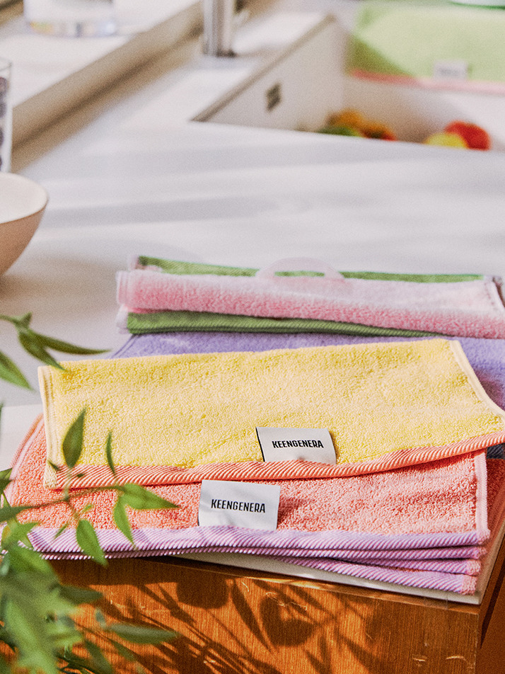 [킨제네라] 햇살 고급 면소재 30수 60g 고리 핸드 미니타월_3P SET (디자인 선택/쇼핑백 증정)