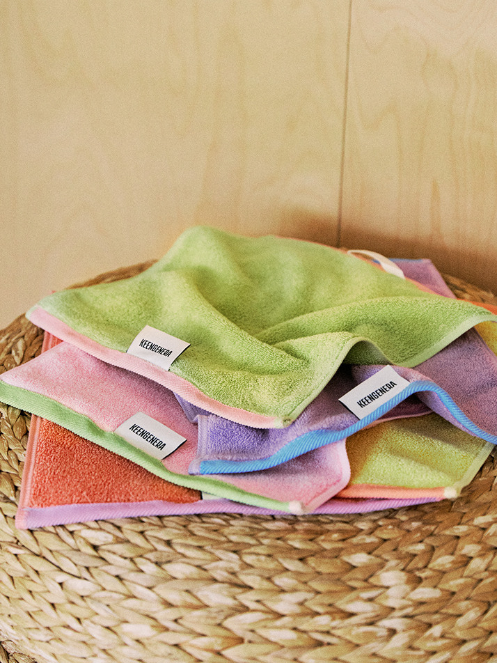 [킨제네라] 햇살 고급 면소재 30수 60g 고리 핸드 미니타월_3P SET (디자인 선택/쇼핑백 증정)