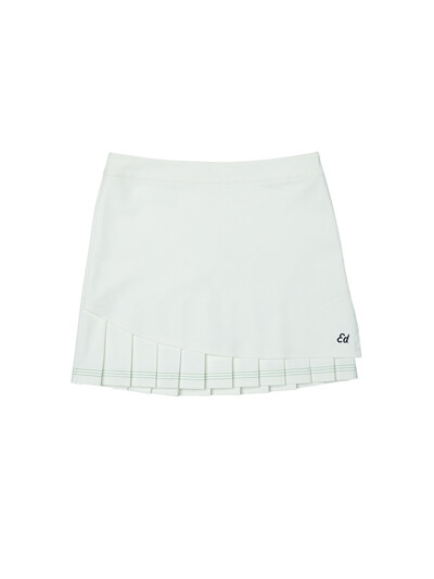 Women's Stitch Double Layered Pleats Skirts Off-White