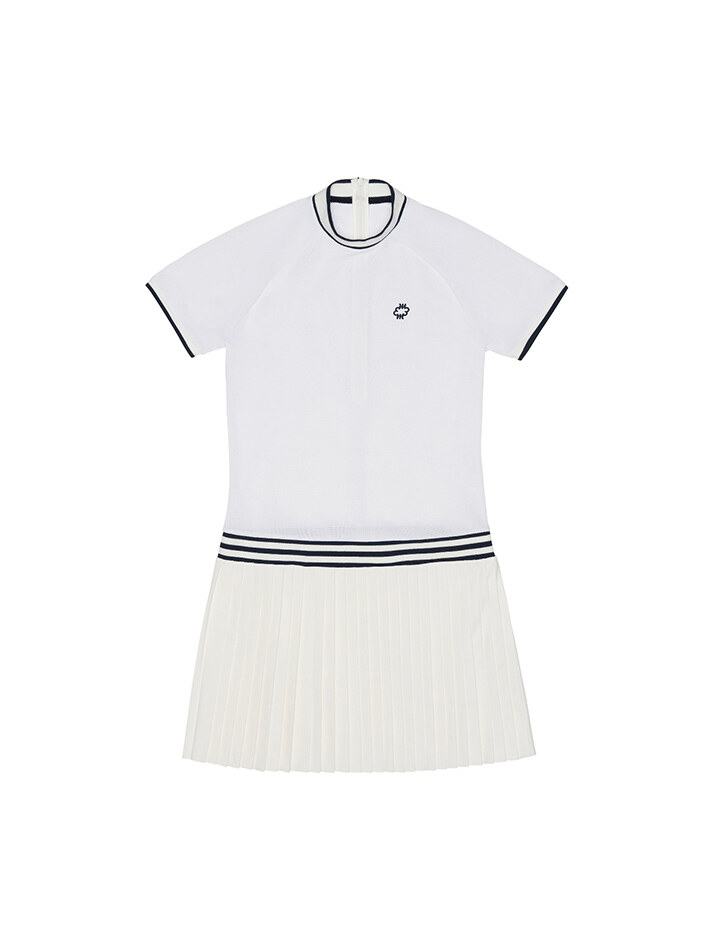 Women Pique-Woven Combo Dress White