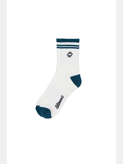 Unisex Logo Stripe Classic Socks White