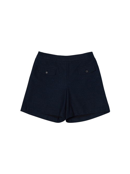 Women Warm-up Check Pattern Shorts Navy