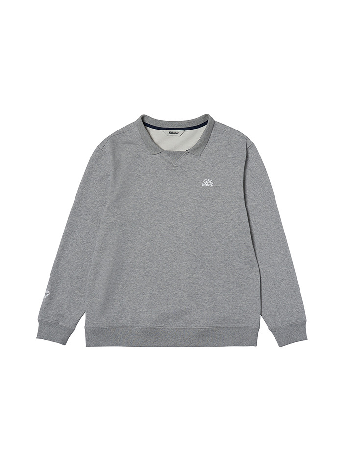 Unisex Casual Cotton Stretch Polo Sweatshirt Grey