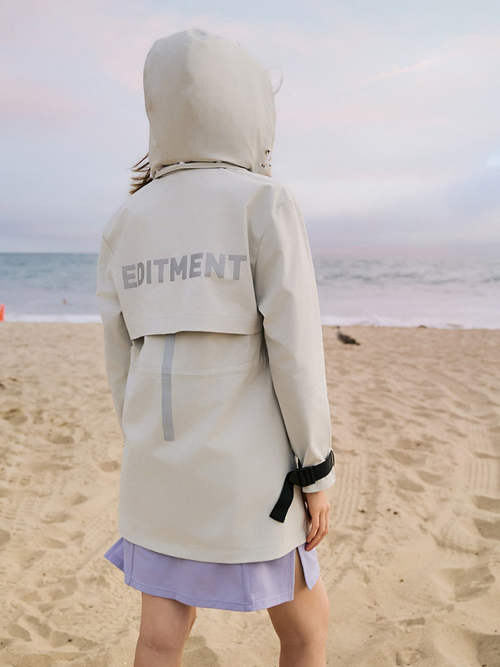 Women's Windproof and Waterproof Hooded Rain Jacket IVORY