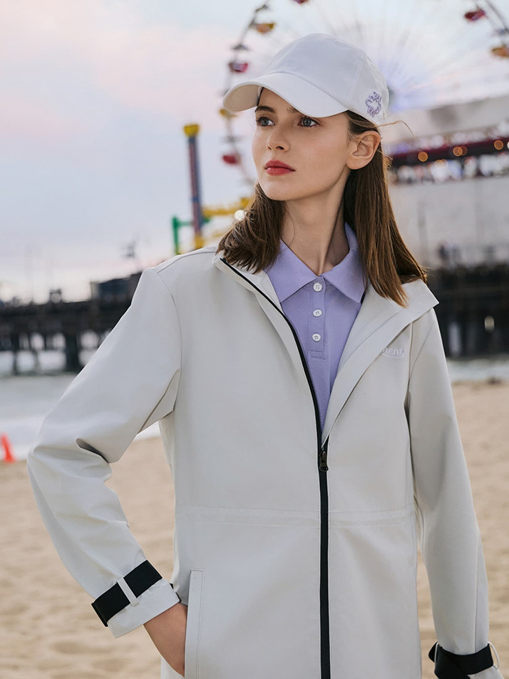 Women's Windproof and Waterproof Hooded Rain Jacket IVORY