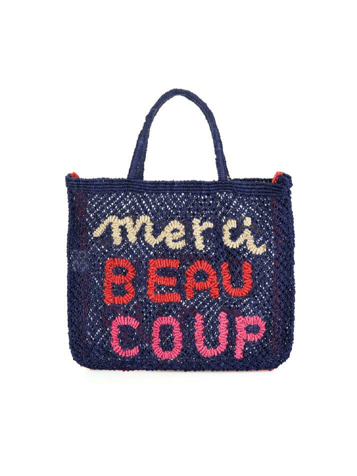 `Merci Beau Coup` Large Bag - Indigo and red multi