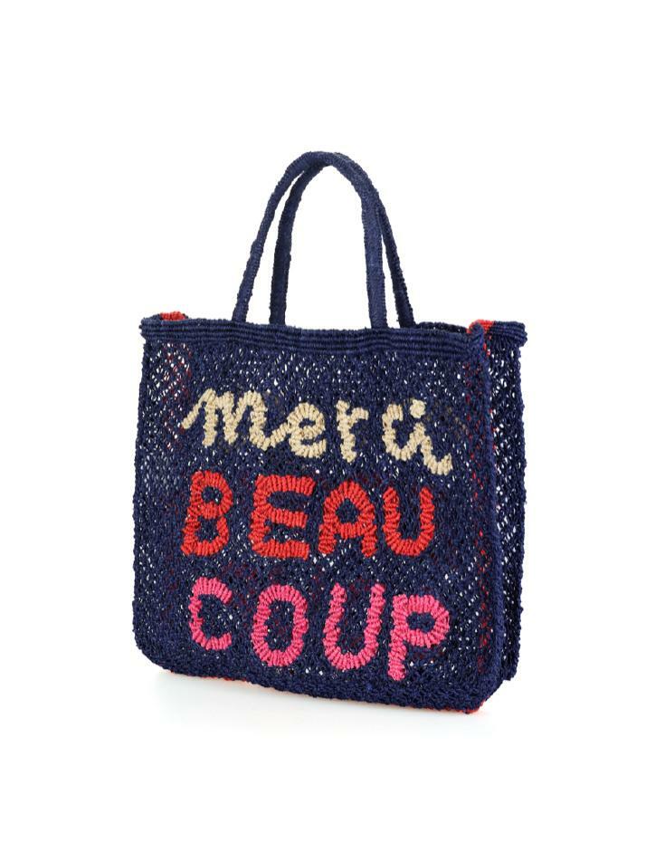 `Merci Beau Coup` Large Bag - Indigo and red multi