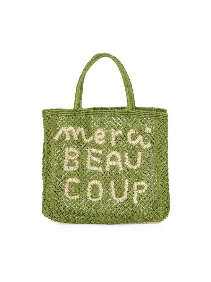 `Merci Beau Coup` Large Bag - Fern and natural