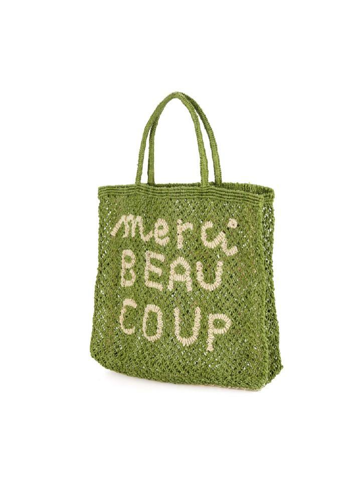 `Merci Beau Coup` Large Bag - Fern and natural