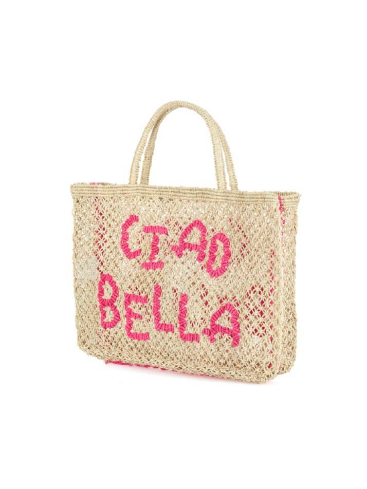 `Ciao Bella` Small Bag - Natural and hot pink