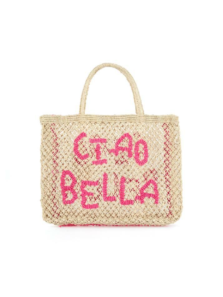 `Ciao Bella` Small Bag - Natural and hot pink