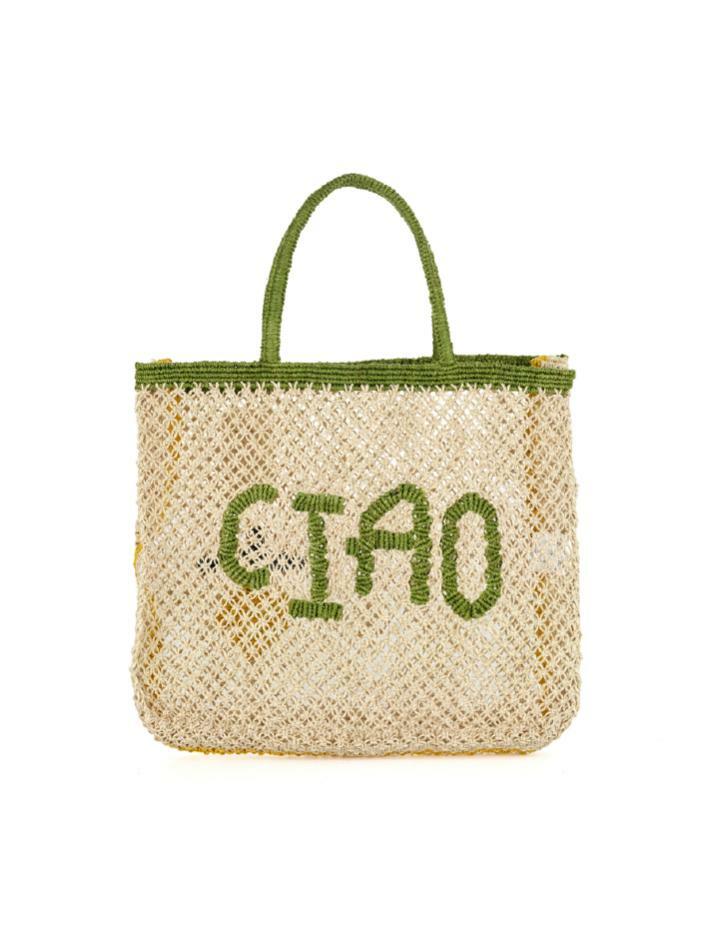 `Ciao Lemon` Large Bag - Fern, natural and yellow