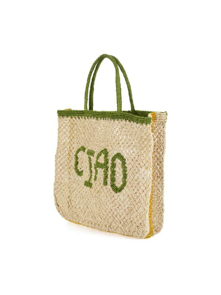 `Ciao Lemon` Large Bag - Fern, natural and yellow