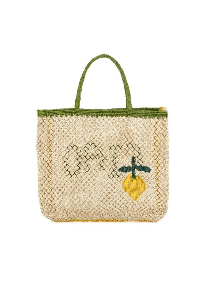 `Ciao Lemon` Large Bag - Fern, natural and yellow